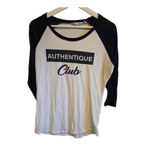 Be•You•ti•ful "Authentique Club" Black and White Raglan Tee